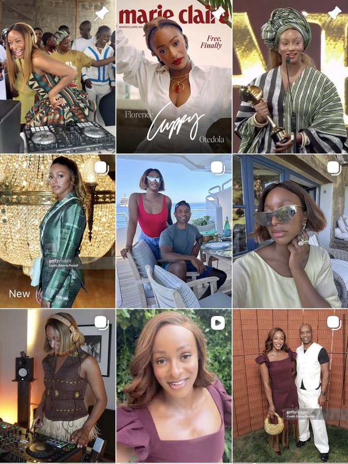 Cuppy Instagram profile grid