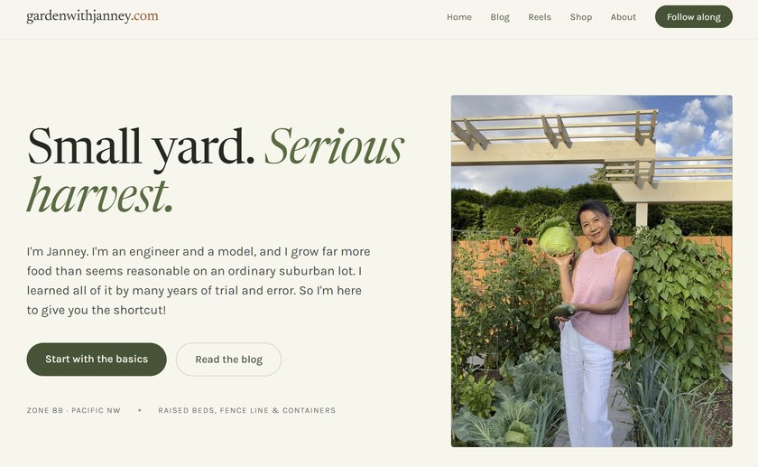 Janney Gardens website homepage