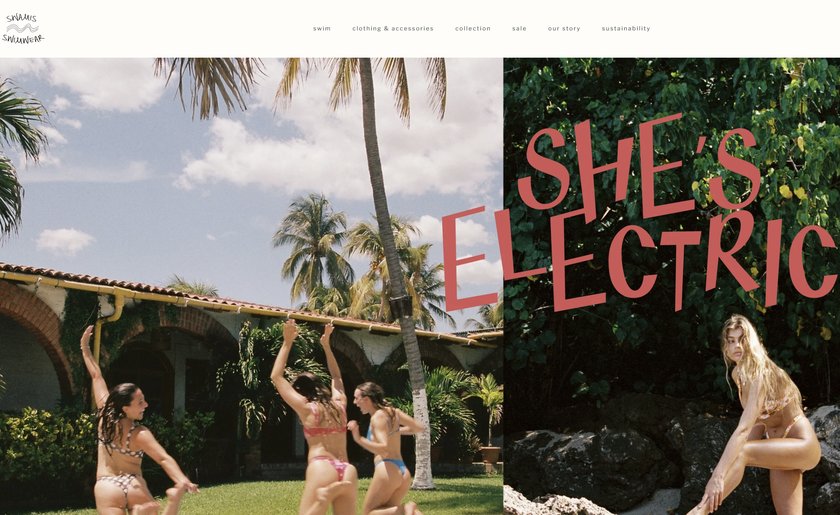 Swamis Swimwear website homepage